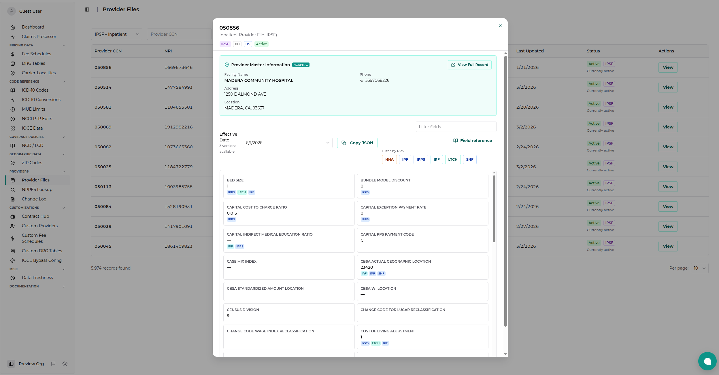 Provider File Viewer Details Modal