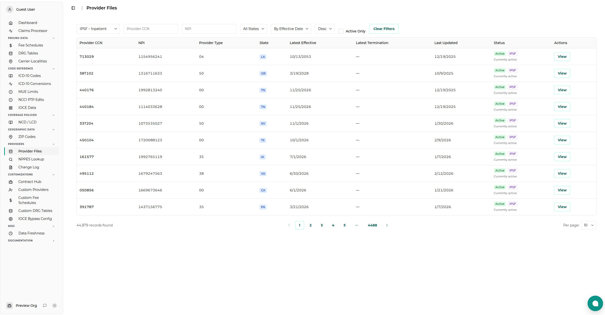 Provider File Viewer Main View