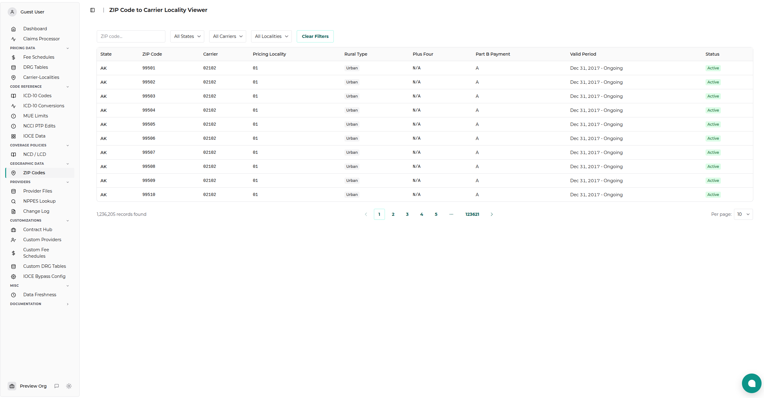 ZIP9 Data Viewer Main View